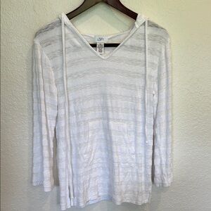 LOFT White Cream 3/4 Sleeve Relaxed Hoodie